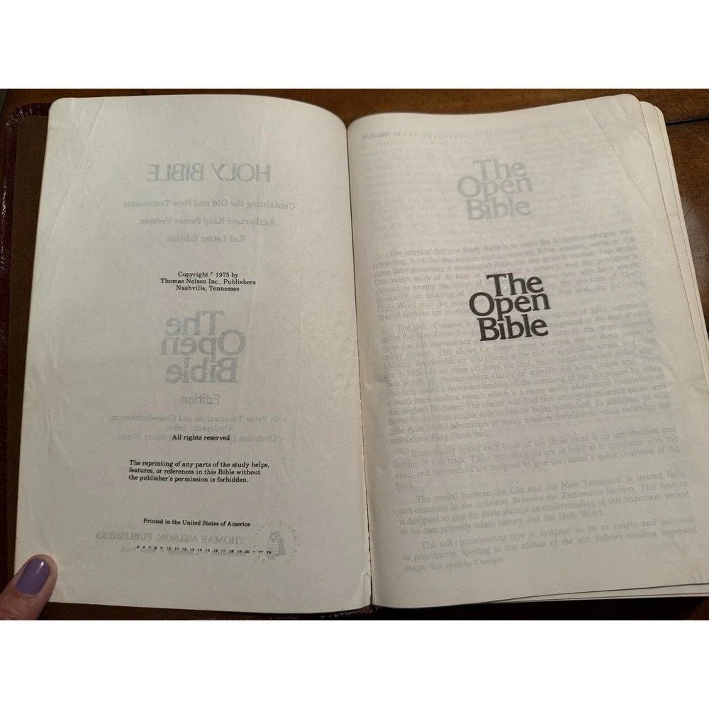 KJV Open Bible Edition Holy Bible Nelson - Genuine Leather 1975 ( 656BR )